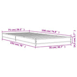 Bedframe bewerkt hout en metaal sonoma eikenkleurig 75x190 cm