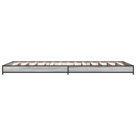 Bedframe bewerkt hout en metaal grijs sonoma eiken 75x190 cm