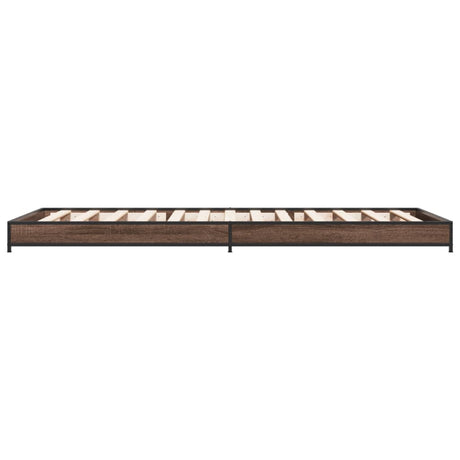 Bedframe bewerkt hout en metaal bruin eikenkleurig 75x190 cm