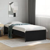 Bedframe bewerkt hout en metaal zwart 90x200 cm