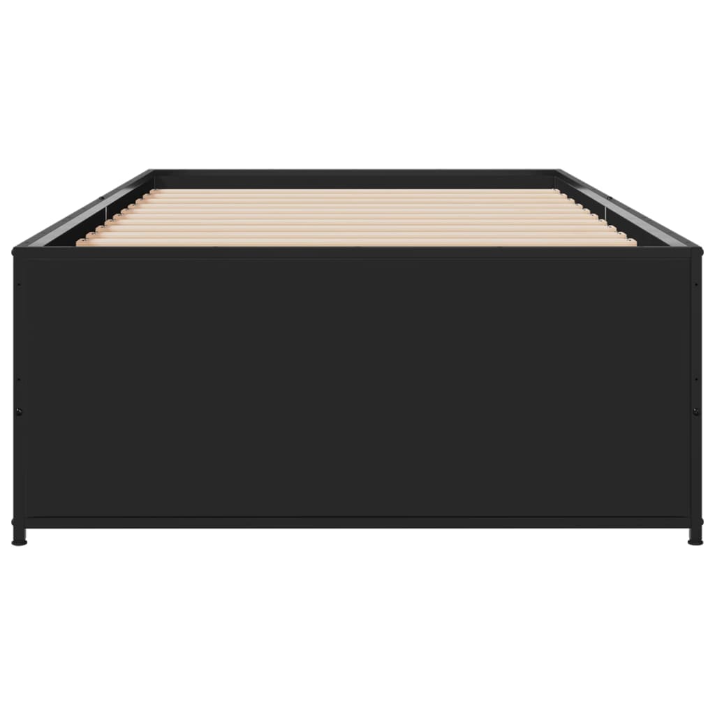 Bedframe bewerkt hout en metaal zwart 90x200 cm