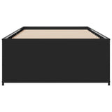 Bedframe bewerkt hout en metaal zwart 90x200 cm