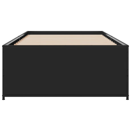 Bedframe bewerkt hout en metaal zwart 90x200 cm