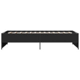 Bedframe bewerkt hout en metaal zwart 90x200 cm