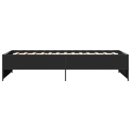 Bedframe bewerkt hout en metaal zwart 90x200 cm