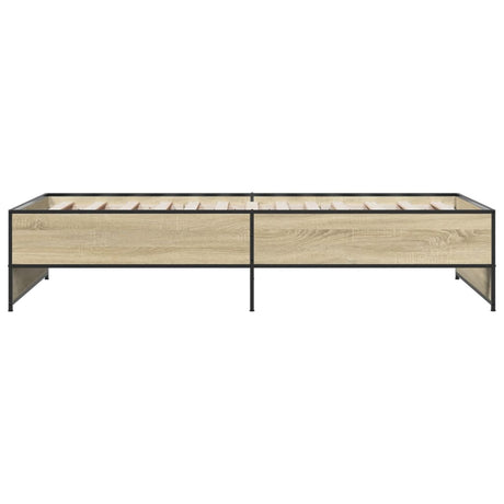 Bedframe bewerkt hout en metaal sonoma eikenkleurig 90x200 cm
