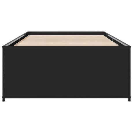 Bedframe bewerkt hout en metaal zwart 90x190 cm