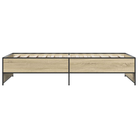 Bedframe bewerkt hout en metaal sonoma eikenkleurig 90x190 cm