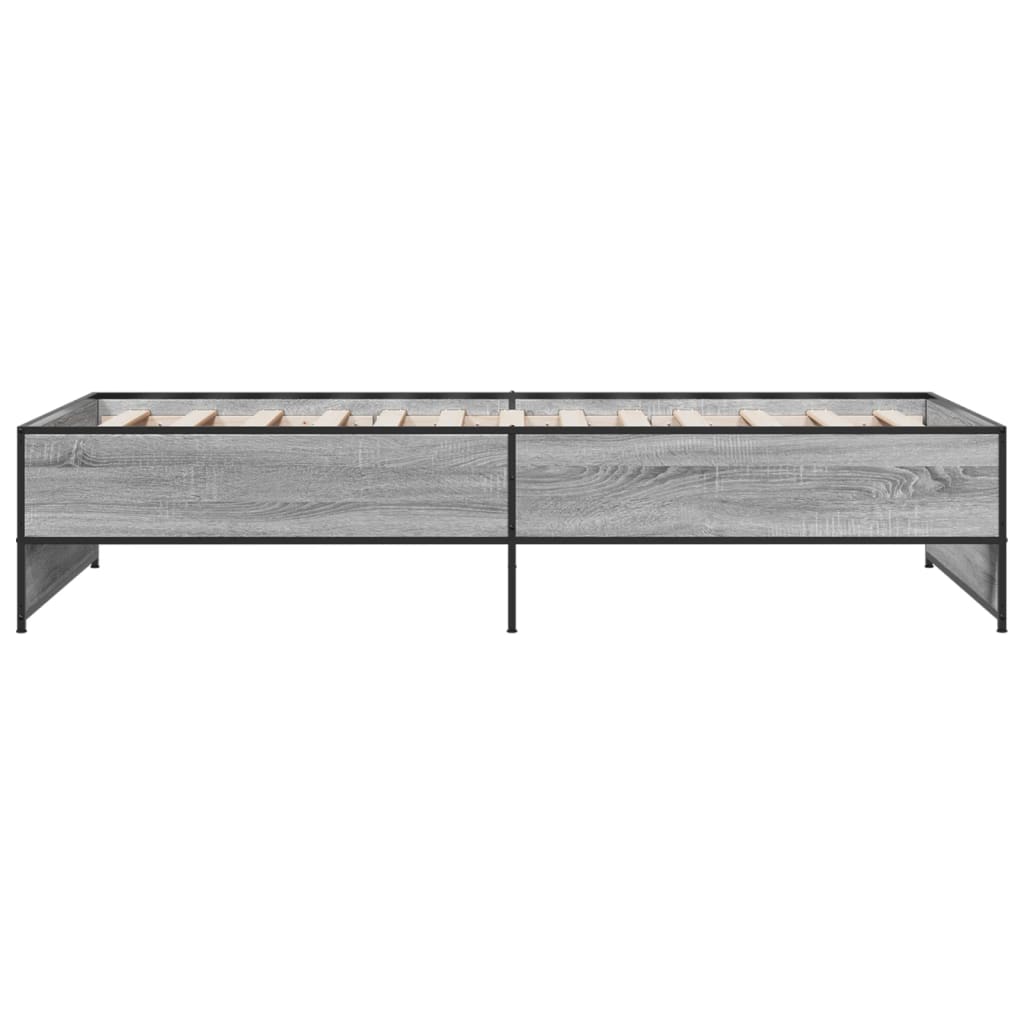 Bedframe bewerkt hout en metaal grijs sonoma eiken 90x190 cm