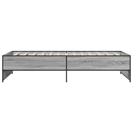 Bedframe bewerkt hout en metaal grijs sonoma eiken 90x190 cm