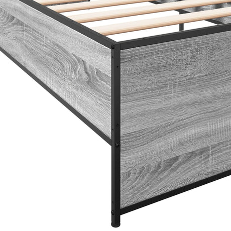 Bedframe bewerkt hout en metaal grijs sonoma eiken 90x190 cm