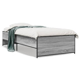 Bedframe bewerkt hout en metaal grijs sonoma eiken 90x190 cm