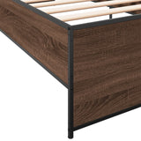 Bedframe bewerkt hout en metaal bruin eikenkleurig 90x190 cm