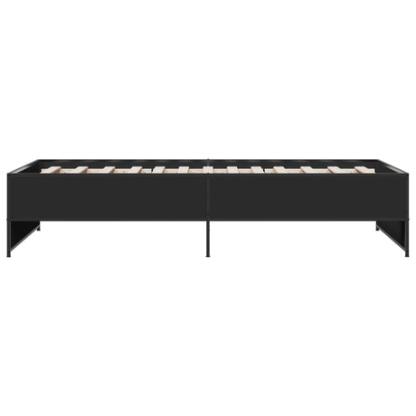 Bedframe bewerkt hout en metaal zwart 75x190 cm