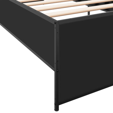 Bedframe bewerkt hout en metaal zwart 75x190 cm