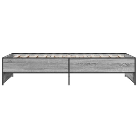 Bedframe bewerkt hout en metaal grijs sonoma eiken 75x190 cm