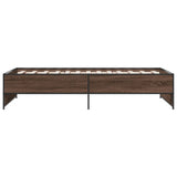 Bedframe bewerkt hout en metaal bruin eikenkleurig 75x190 cm