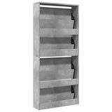 Schoenenkast met spiegel 4-laags 63x17x134 cm betongrijs - AllerleiShop