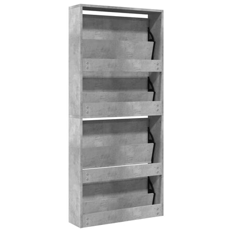 Schoenenkast met spiegel 4-laags 63x17x134 cm betongrijs - AllerleiShop