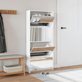 Schoenenkast met spiegel 4-laags 63x17x134 cm hoogglans wit - AllerleiShop