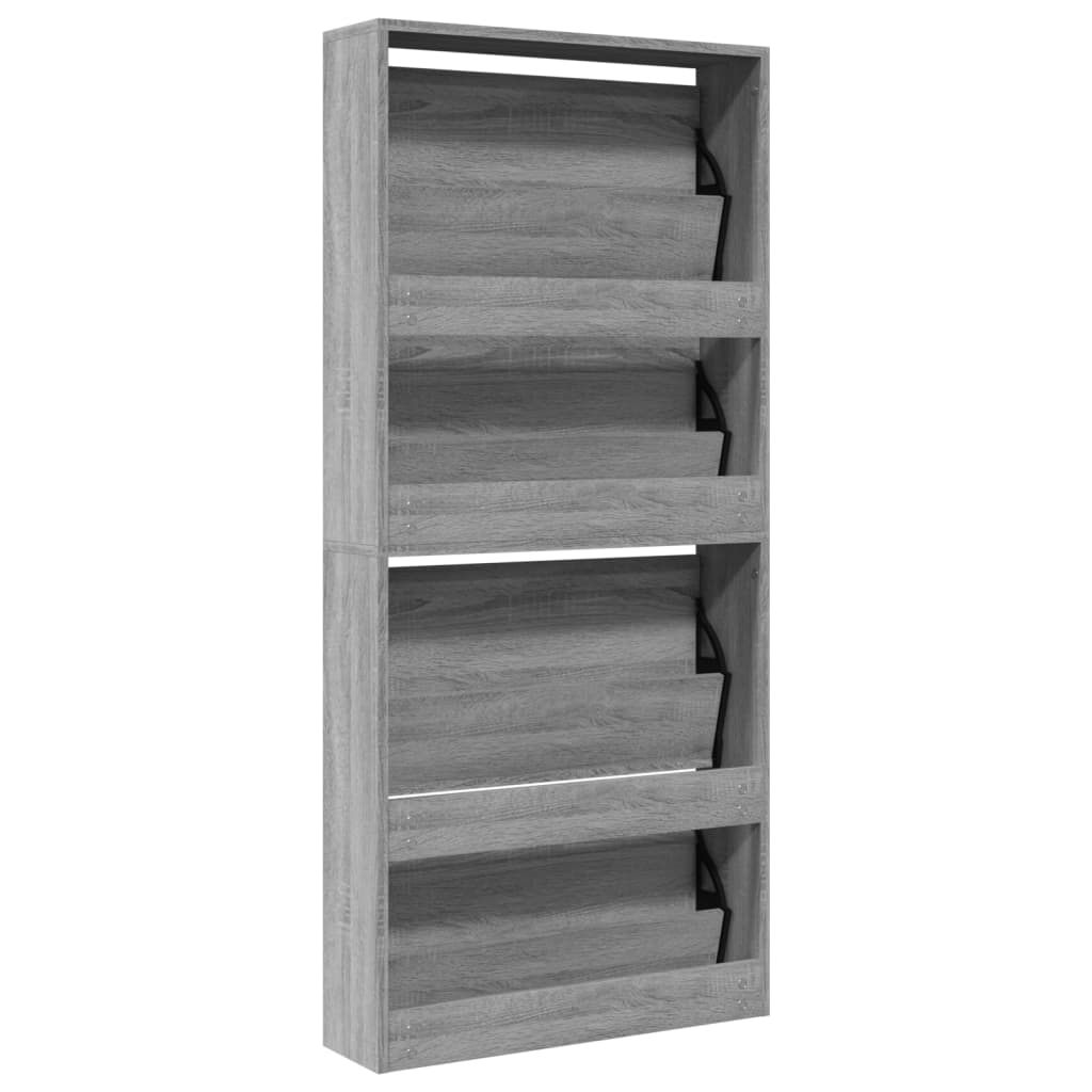 Schoenenkast met spiegel 4-laags 63x17x134 cm grijs sonoma - AllerleiShop