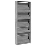 Schoenenkast met spiegel 5-laags 63x17x169,5 cm grijs sonoma - AllerleiShop