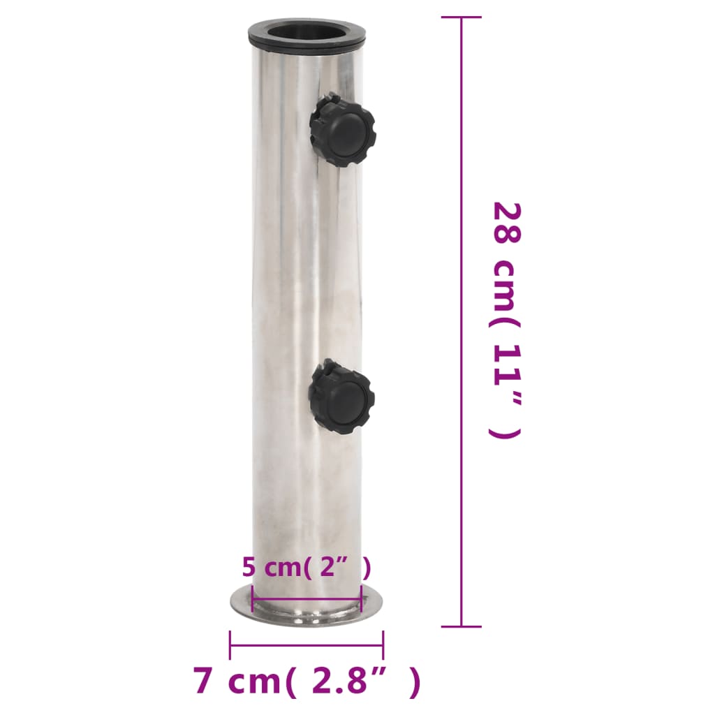 Parasolvoet voor Ø38/48 mm stok staal zilverkleurig
