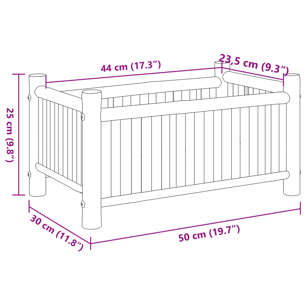 Plantenbak 50x30x25 cm bamboe - AllerleiShop