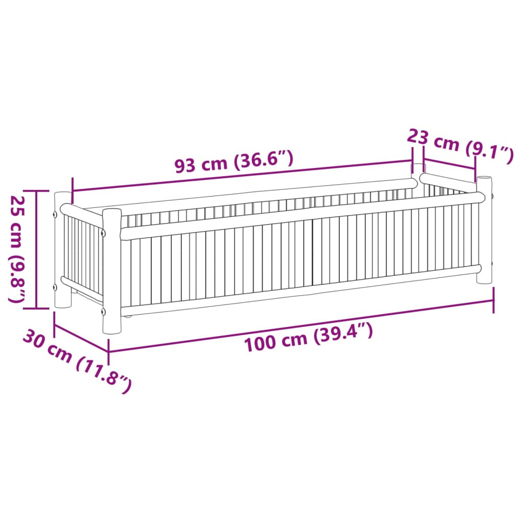 Plantenbak 100x30x25 cm bamboe - AllerleiShop