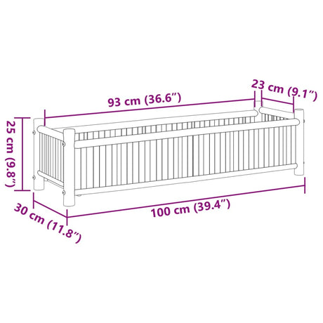 Plantenbak 100x30x25 cm bamboe - AllerleiShop