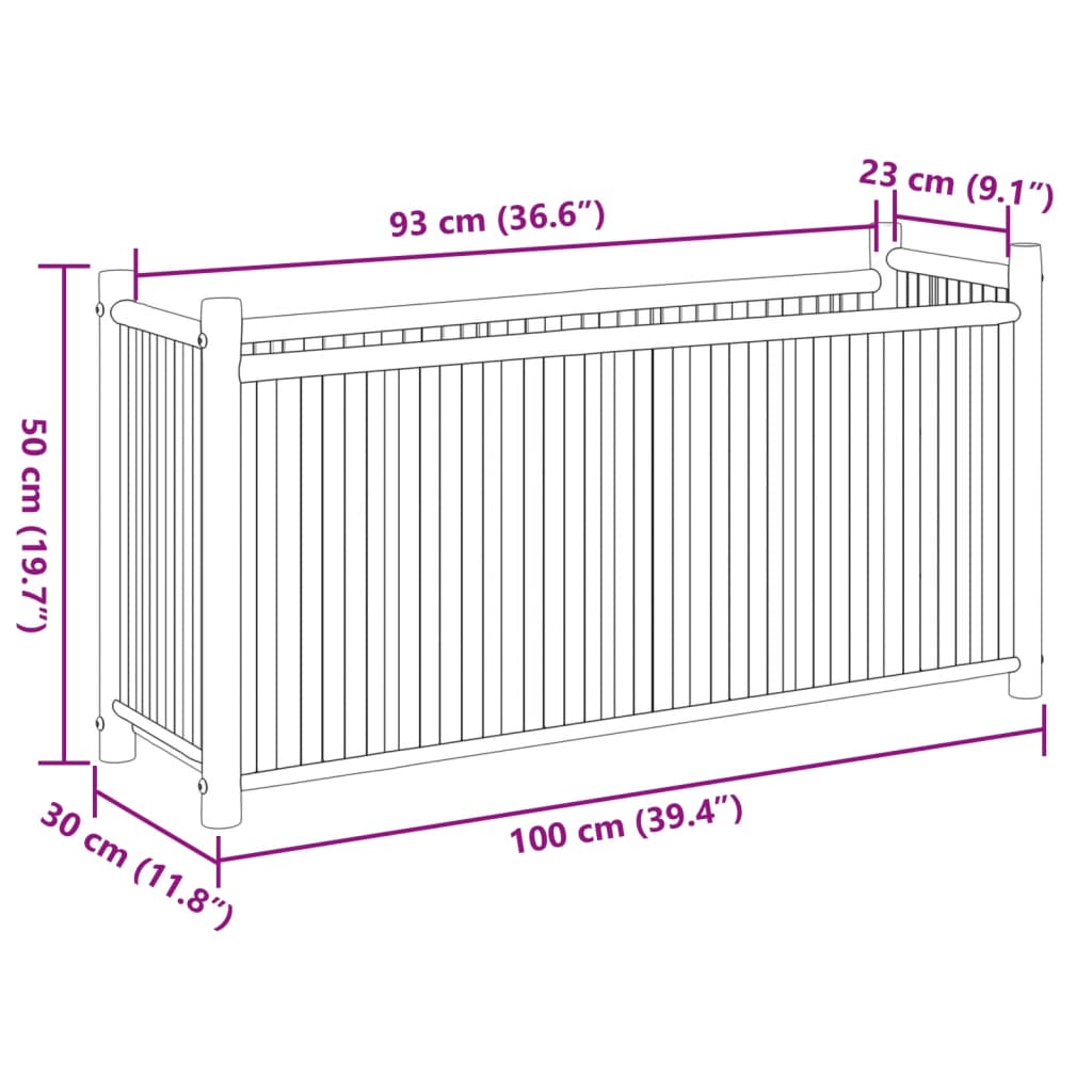 Plantenbak 100x30x50 cm bamboe - AllerleiShop