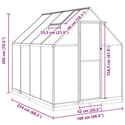 Tuinkas met basisframe 224x169x202 cm aluminium zilverkleurig - AllerleiShop