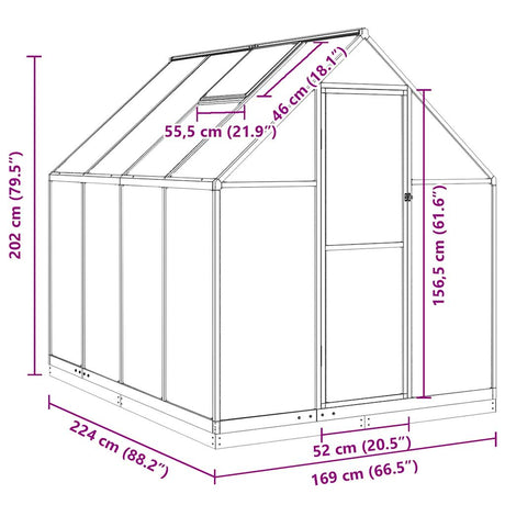 Tuinkas met basisframe 224x169x202 cm aluminium antracietkleur - AllerleiShop