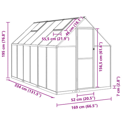 Tuinkas met basisframe 334x169x195 cm aluminium groen - AllerleiShop