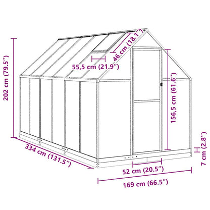 Tuinkas met basisframe 334x169x202 cm aluminium zilverkleurig - AllerleiShop