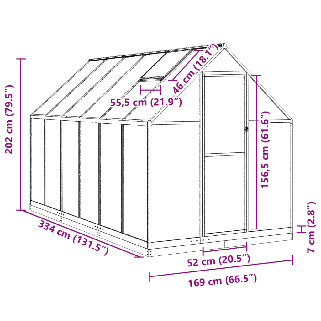 Tuinkas met basisframe 334x169x202 cm aluminium groen - AllerleiShop