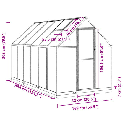 Tuinkas met basisframe 334x169x202 cm aluminium groen - AllerleiShop