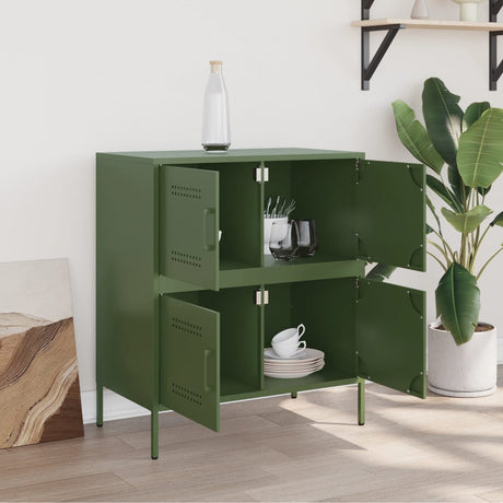 Dressoir 68x39x79 cm staal olijfgroen - AllerleiShop