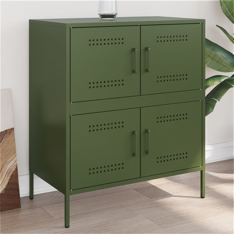 Dressoir 68x39x79 cm staal olijfgroen - AllerleiShop