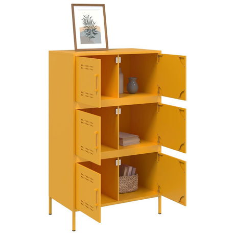 Hoge kast 68x39x113 cm staal mosterdgeel - AllerleiShop