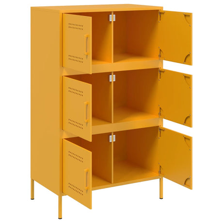 Hoge kast 68x39x113 cm staal mosterdgeel - AllerleiShop