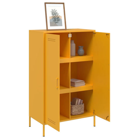 Hoge kast 68x39x113 cm staal mosterdgeel - AllerleiShop