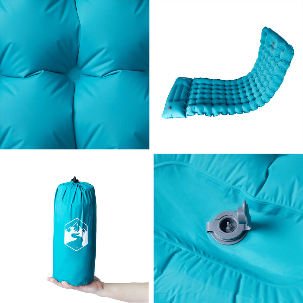 Kampeermatras met kussen zelfopblazend 1-persoons blauw - AllerleiShop