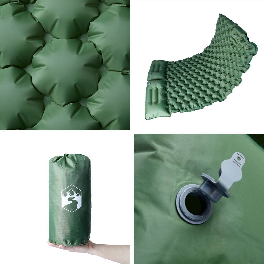 Kampeermatras met kussens zelfopblazend 2-persoons groen