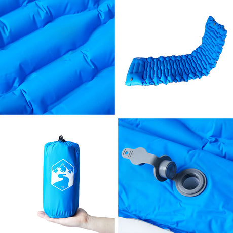 Kampeermatras met kussen zelfopblazend 1-persoons blauw - AllerleiShop