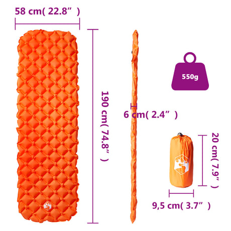 Kampeermatras opblaasbaar 190x58x6 cm 1-persoons oranje - AllerleiShop