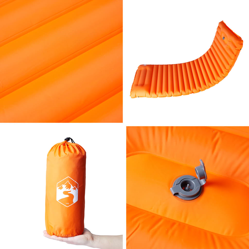 Kampeermatras met kussen zelfopblazend 1-persoons oranje - AllerleiShop