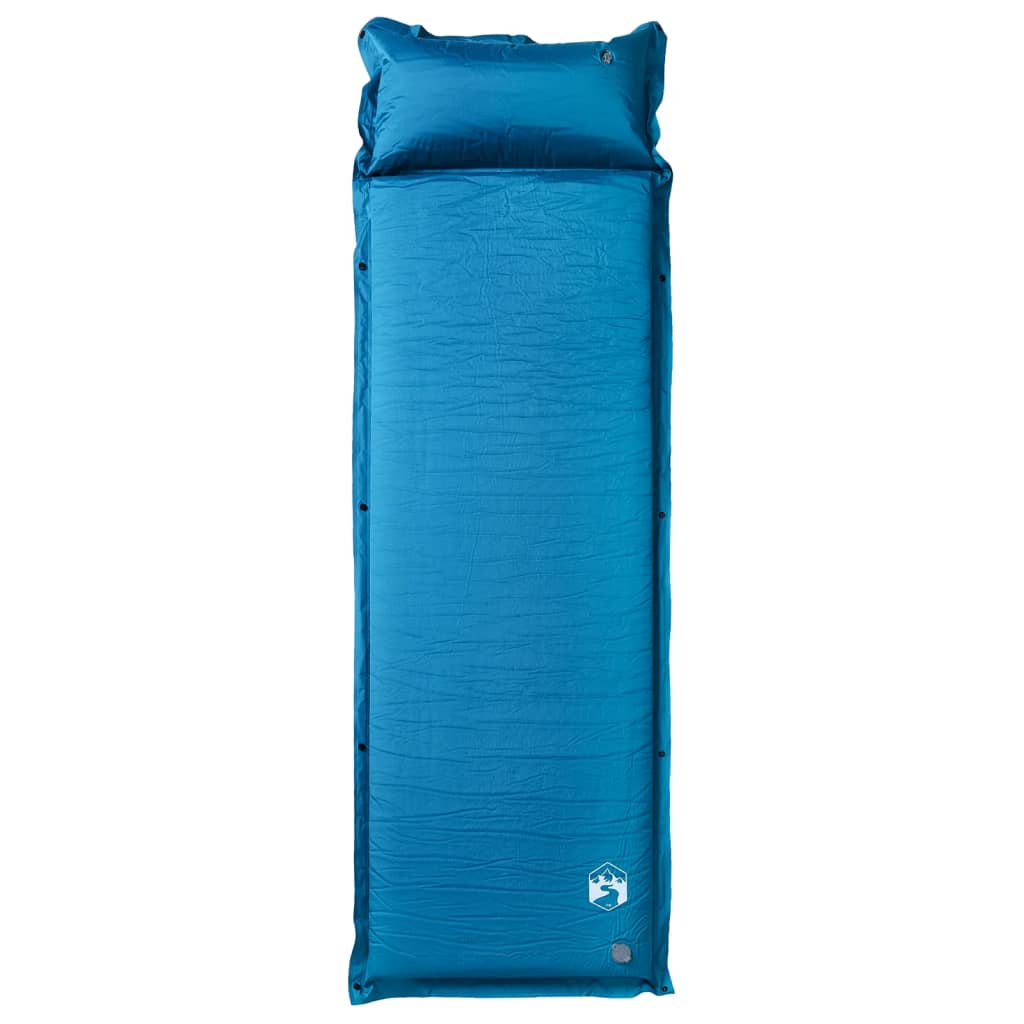 Kampeermatras met kussen zelfopblazend 1-persoons turquoise - AllerleiShop