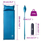 Kampeermatras met kussen zelfopblazend 1-persoons turquoise - AllerleiShop