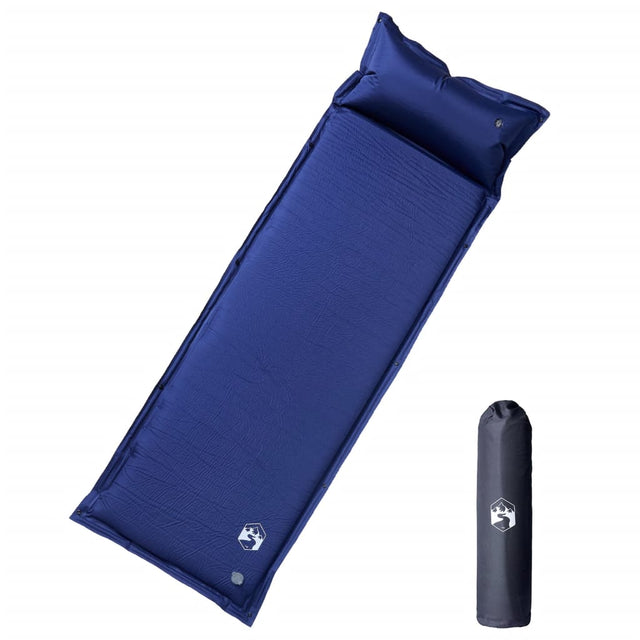 Kampeermatras met kussen zelfopblazend 1-persoons marineblauw - AllerleiShop